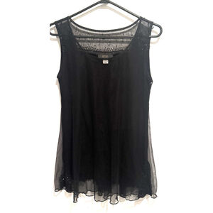 Diesel Y2K Sequin Mesh Tunic cami  Black Layered vintage party going out XS/S